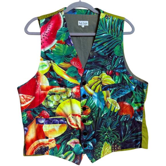 Paul Smith Vintage Fruit Vest Size Large Made in England Front Pockets